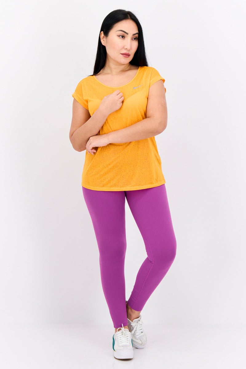 Nike Women Dri Fit Short Sleeve Running Top, Orange - Image 4